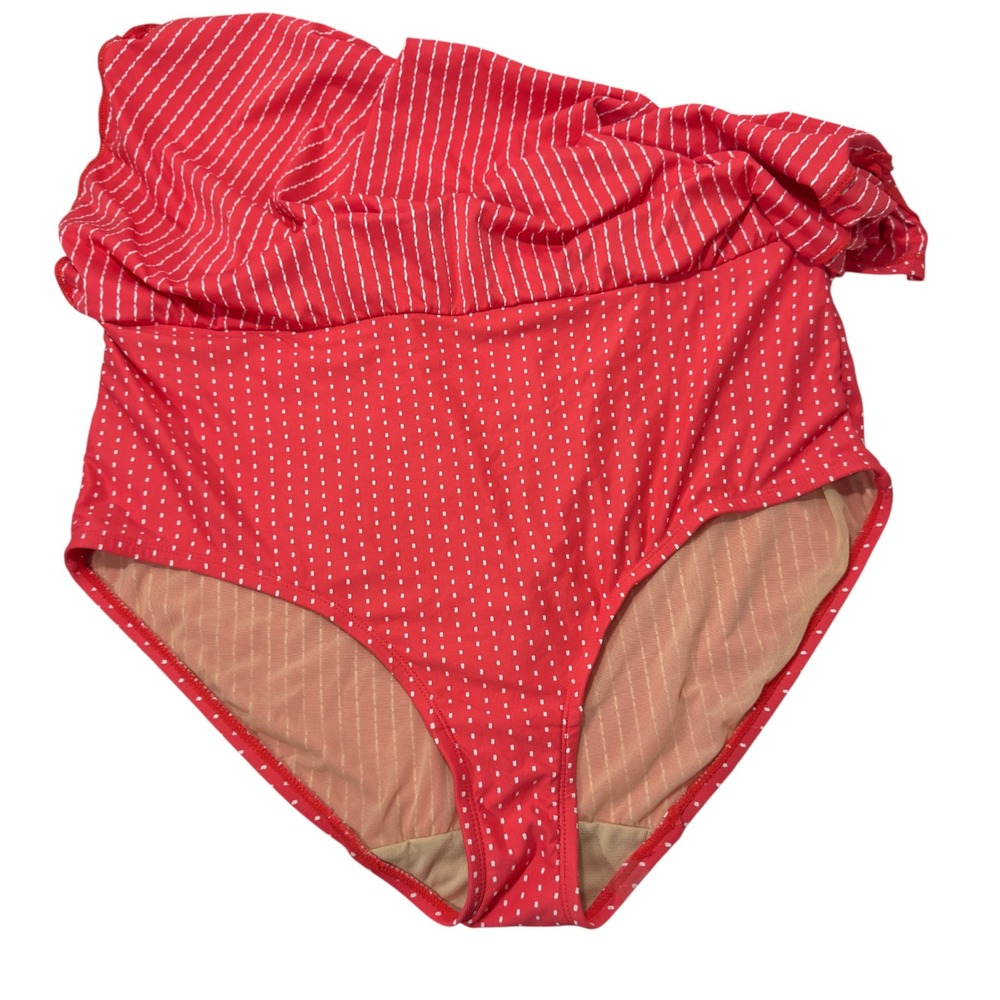 Swim by Cacique Womens Coral White Micro Dot‎ High Waist Swim Skirt Size 20 - Picture 6 of 11